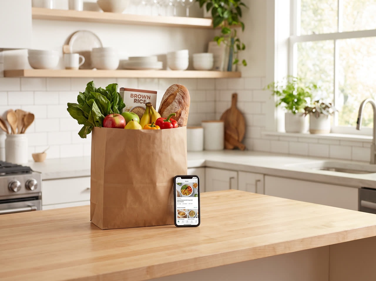 Fresh groceries and healthy ingredients