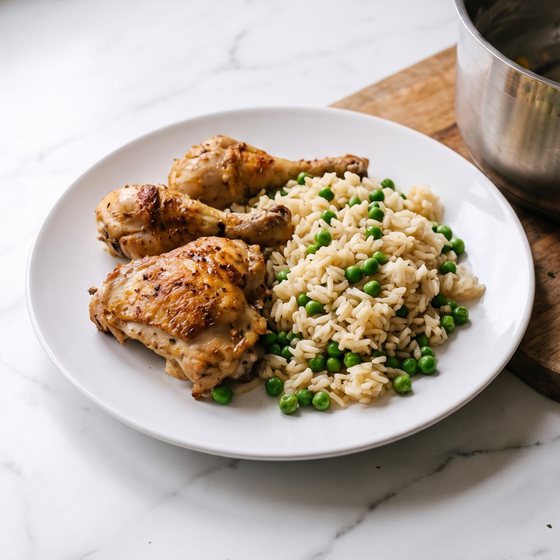 Baked Chicken & Pea Rice - AI-generated illustration