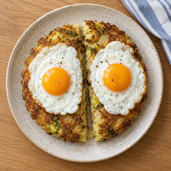 Bubble & Squeak with Fried Eggs - AI-generated illustration