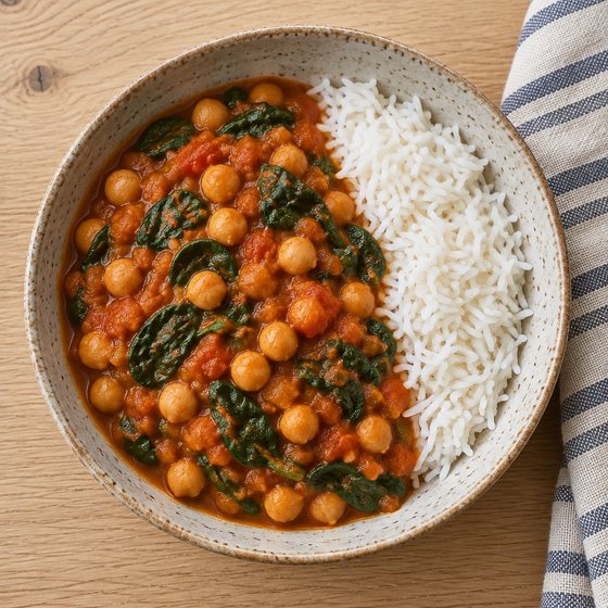 Chickpea & Spinach Curry - AI-generated illustration