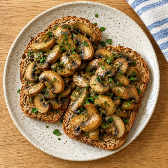 Garlic Mushrooms on Toast - AI-generated illustration