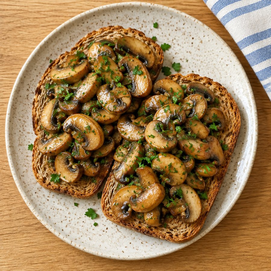 Garlic Mushrooms on Toast - AI-generated illustration