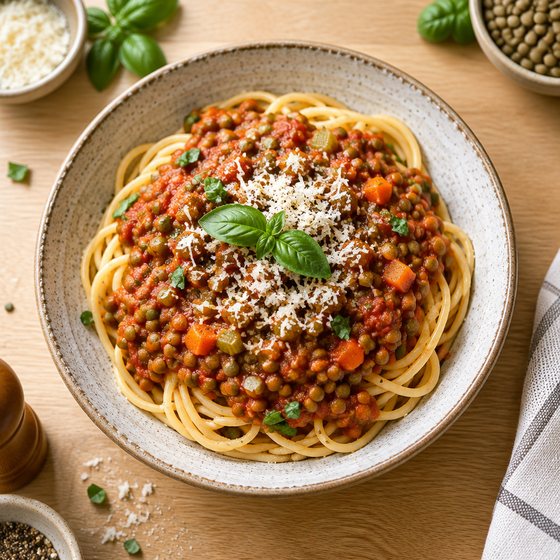 Lentil Bolognese - AI-generated illustration