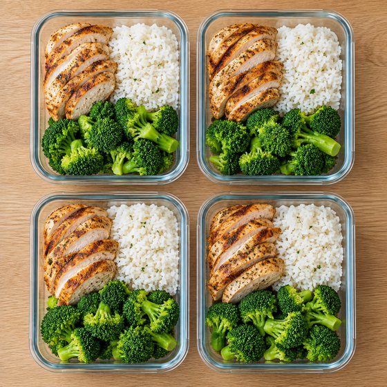 Meal Prep Chicken, Rice & Broccoli - AI-generated illustration