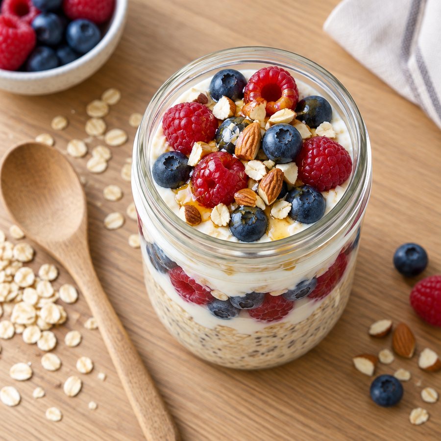 Berry Overnight Oats - AI-generated illustration