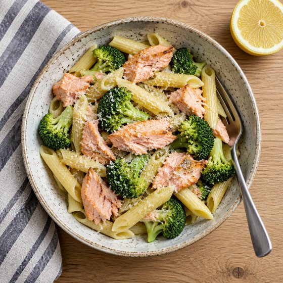 Salmon & Broccoli Pasta - AI-generated illustration