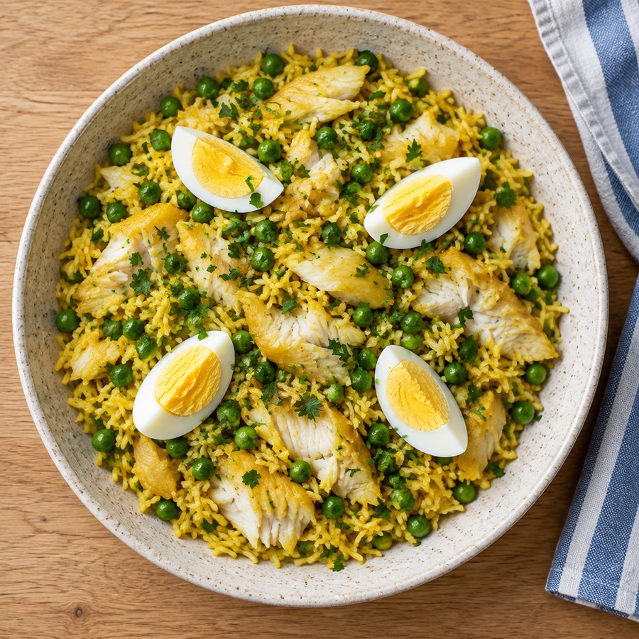 Smoked Haddock Kedgeree - AI-generated illustration