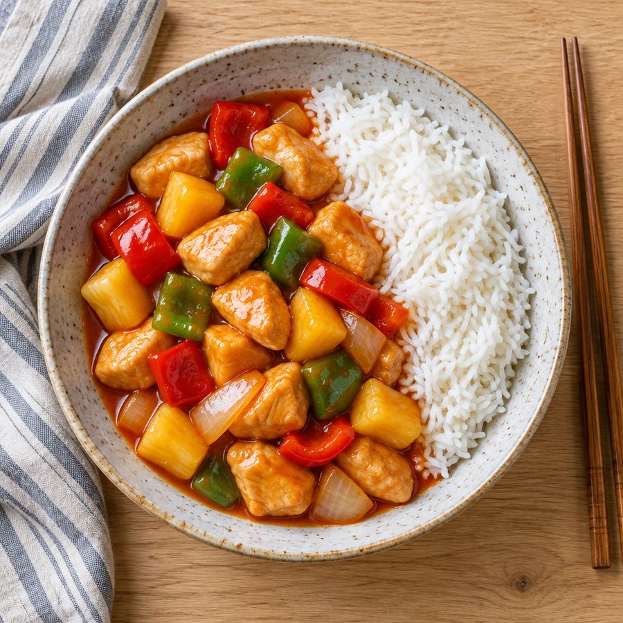 Fakeaway Sweet & Sour Chicken - AI-generated illustration