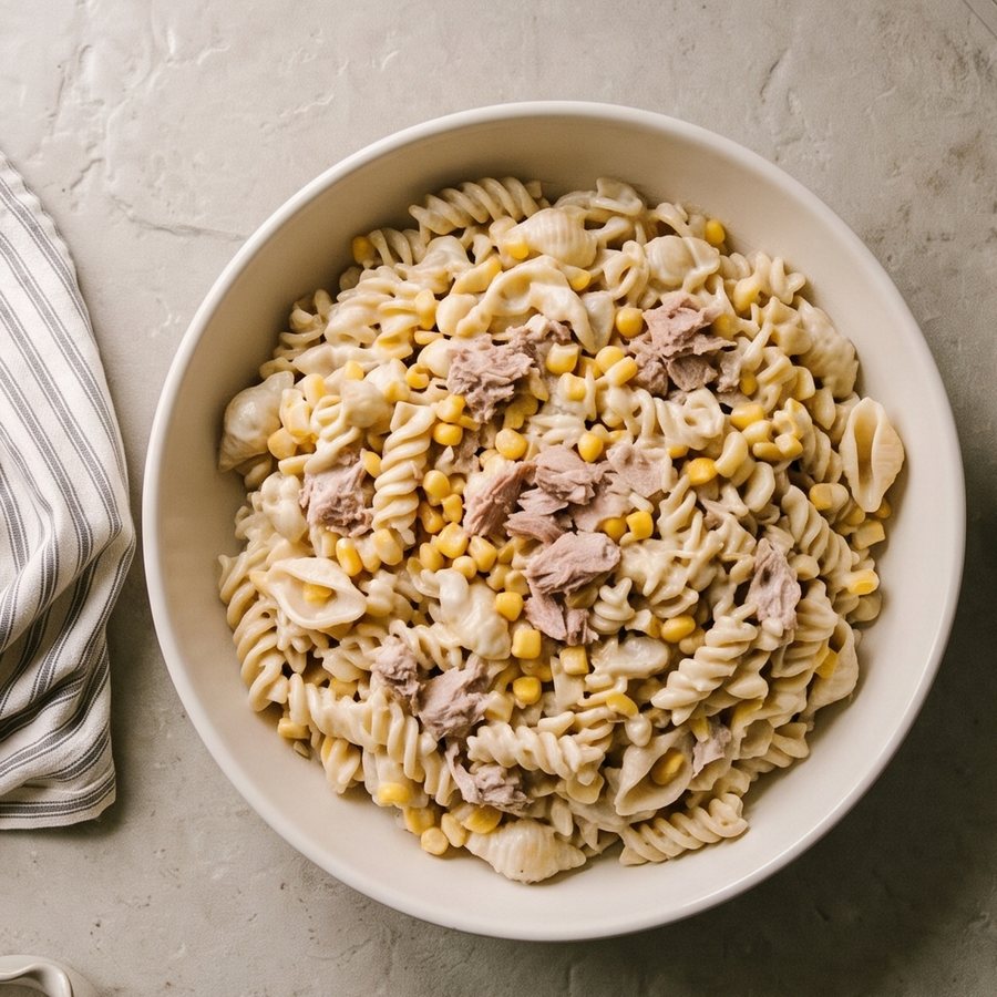 Tuna & Sweetcorn Pasta - AI-generated illustration