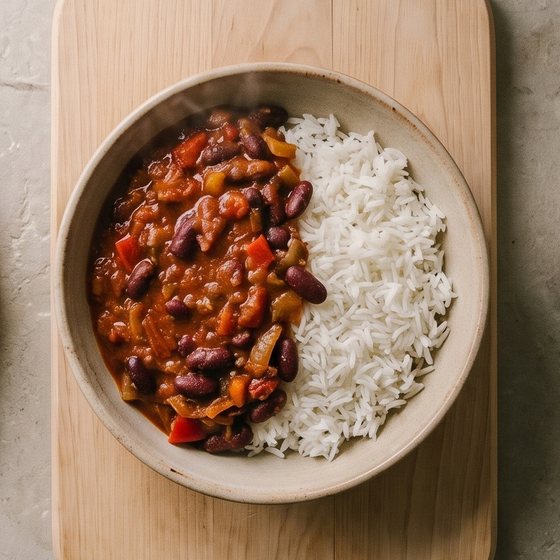 Vegetable Chilli & Rice - AI-generated illustration